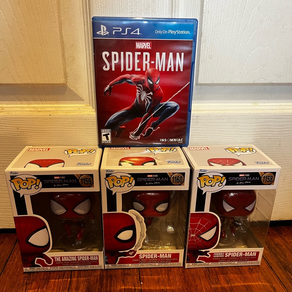 Marvel Spider-Man No Way Home Funko Set & Spider-Man PS4 Game